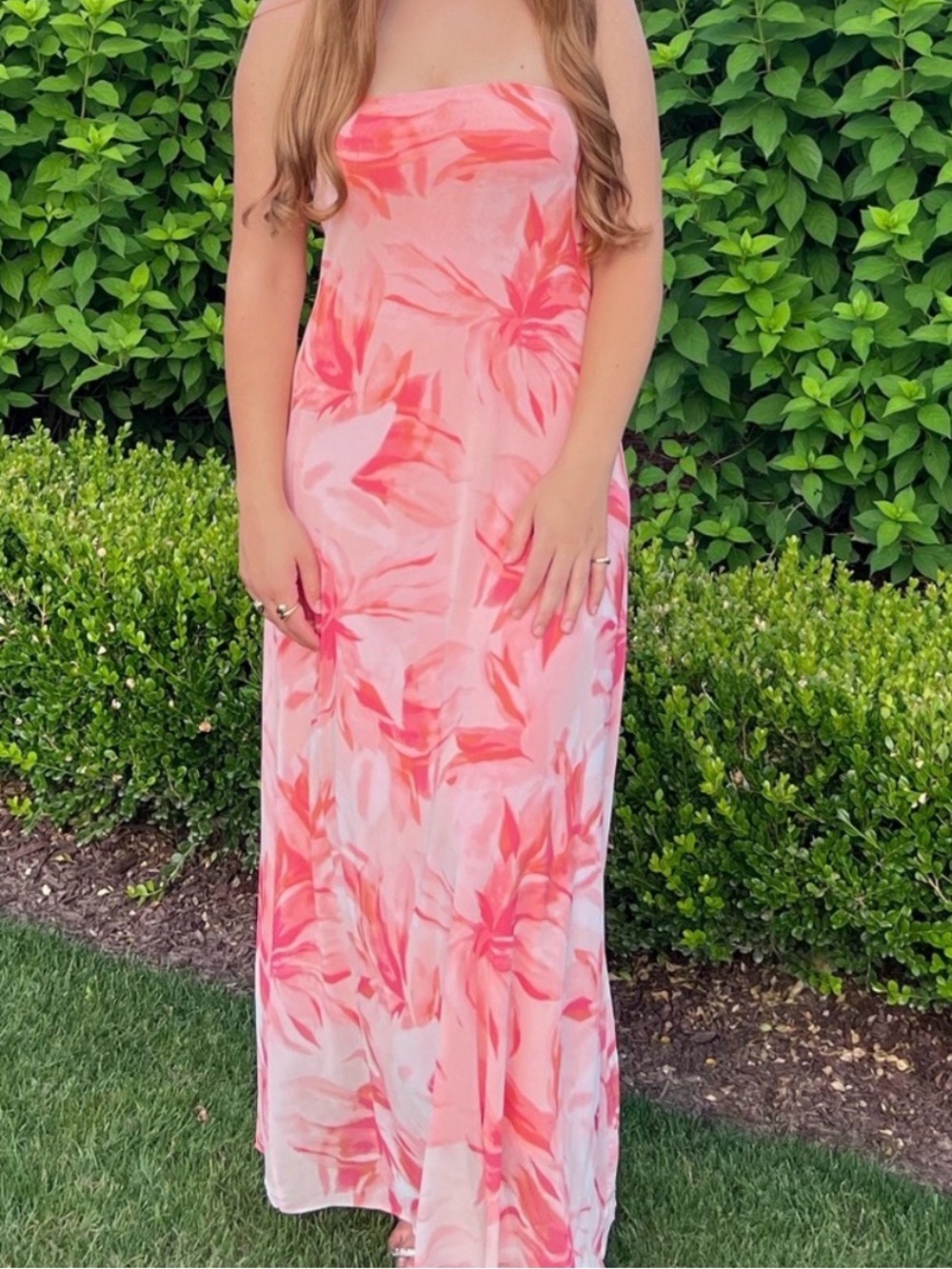 Pink floral maxi dress